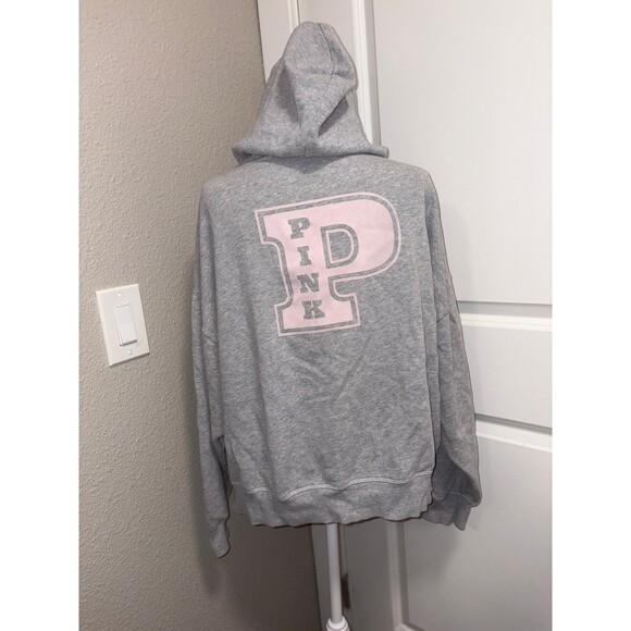Grey Victorias Secret PINK zip up hoodie size L GUC - Picture 6 of 7